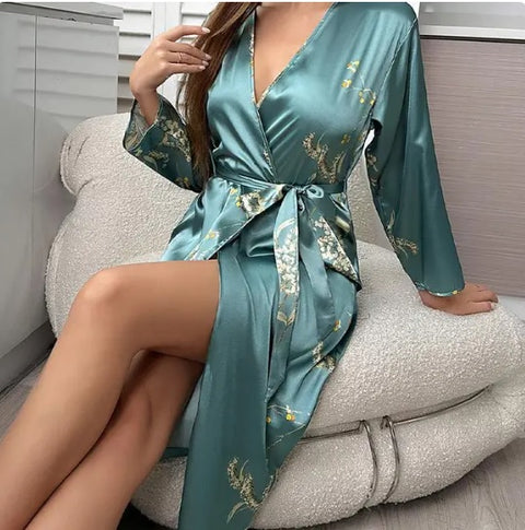 Summer Print Kimono Casual V-Neck Loungewear CODE: KAR2860