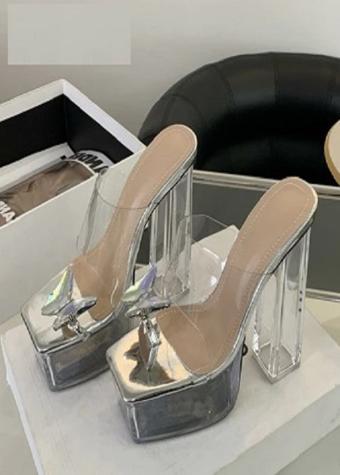 Fashion Butterfly Crystal Open Toe Square Heel CODE: KAR2864