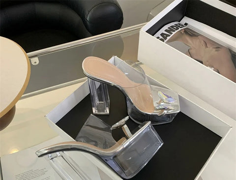 Fashion Butterfly Crystal Open Toe Square Heel CODE: KAR2864
