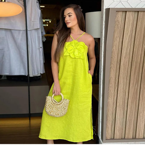 Elegant 3D Flower Lace Up Maxi Dress CODE: KAR2865