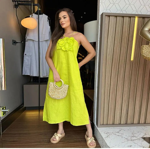 Elegant 3D Flower Lace Up Maxi Dress CODE: KAR2865