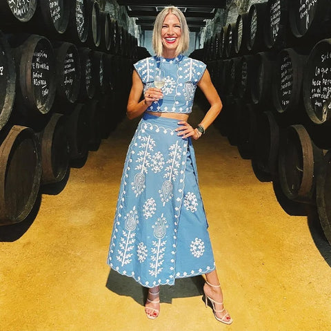 Linen Printed Spring T-shirt Skirt Two Piece Suit CODE: KAR2868