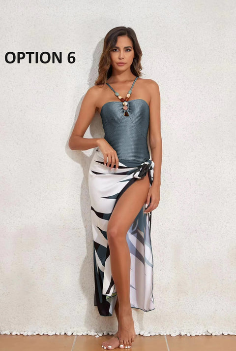 New multi-color hollow-out gemstone strap two-piece long dress bikini CODE: KAR2872