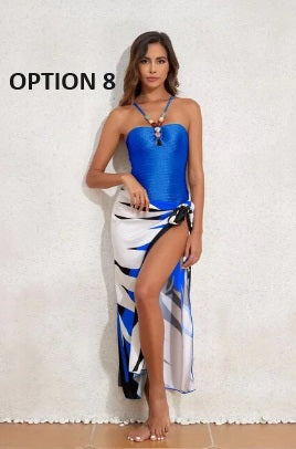 New multi-color hollow-out gemstone strap two-piece long dress bikini CODE: KAR2872