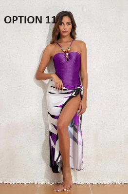 New multi-color hollow-out gemstone strap two-piece long dress bikini CODE: KAR2872