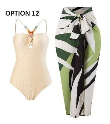 New multi-color hollow-out gemstone strap two-piece long dress bikini CODE: KAR2872