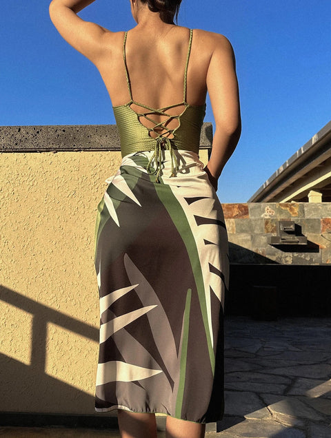 New multi-color hollow-out gemstone strap two-piece long dress bikini CODE: KAR2872