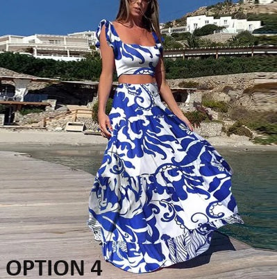 Elegant Boho Print Casual Loose A-line Two-piece Set CODE: KAR2874