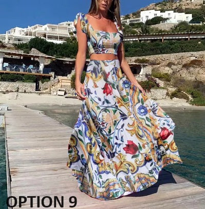 Elegant Boho Print Casual Loose A-line Two-piece Set CODE: KAR2874