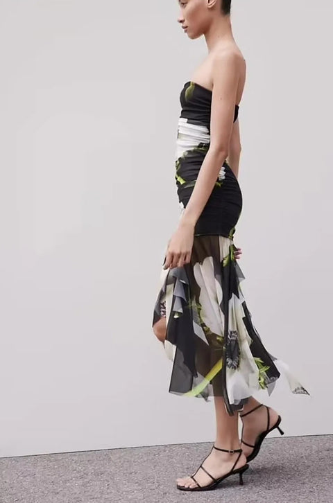 Sexy Summer Floral Print Backless Off Shoulder Dress CODE: KAR2875
