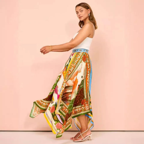New Big Hem Irregular Printed Skirt  CODE: KAR2878