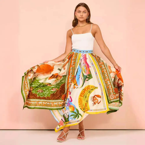 New Big Hem Irregular Printed Skirt  CODE: KAR2878