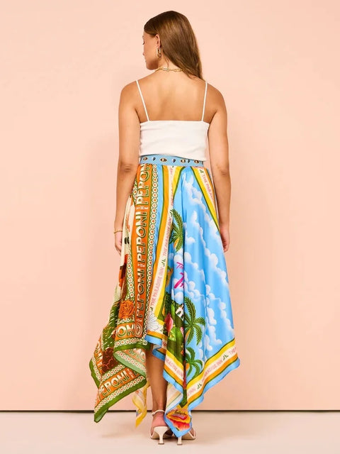 New Big Hem Irregular Printed Skirt  CODE: KAR2878