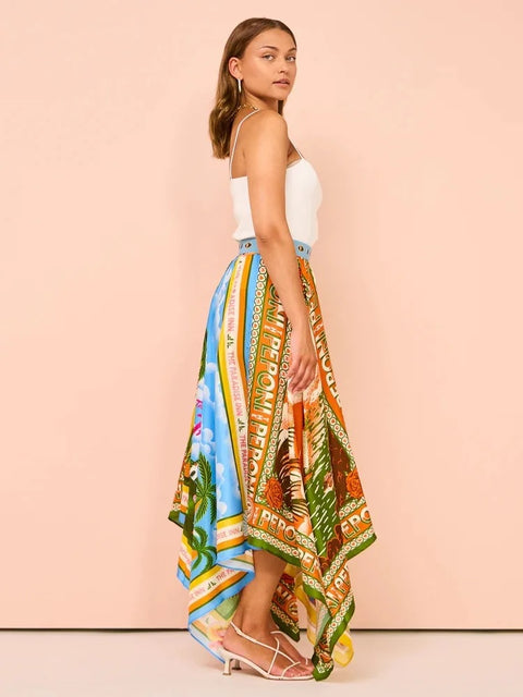 New Big Hem Irregular Printed Skirt  CODE: KAR2878