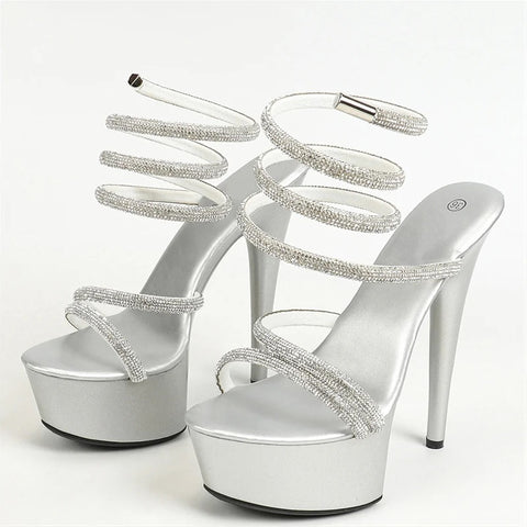 New Fashion Glitter Rhinestone Ankle Strap Elegant Party High Heel CODE: KAR2881