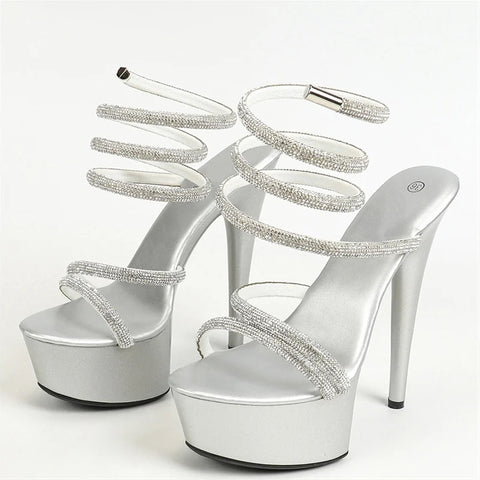 New Fashion Glitter Rhinestone Ankle Strap Elegant Party High Heel CODE: KAR2881