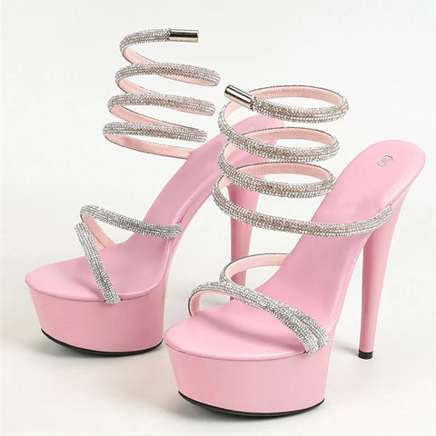 New Fashion Glitter Rhinestone Ankle Strap Elegant Party High Heel CODE: KAR2881