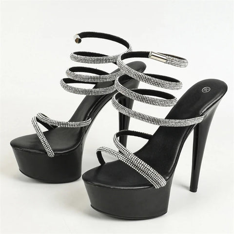 New Fashion Glitter Rhinestone Ankle Strap Elegant Party High Heel CODE: KAR2881