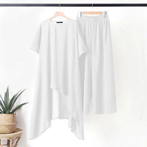 New Short-sleeved O-neck Top and Pant 2-piece Set CODE: KAR2887