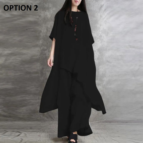 New Short-sleeved O-neck Top and Pant 2-piece Set CODE: KAR2887