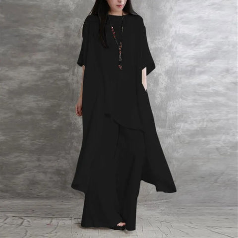 New Short-sleeved O-neck Top and Pant 2-piece Set CODE: KAR2887