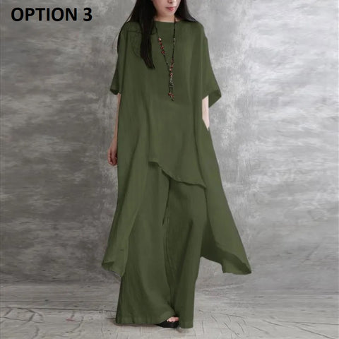 New Short-sleeved O-neck Top and Pant 2-piece Set CODE: KAR2887