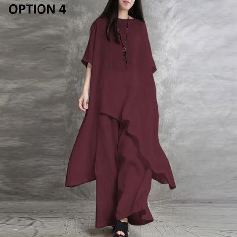 New Short-sleeved O-neck Top and Pant 2-piece Set CODE: KAR2887