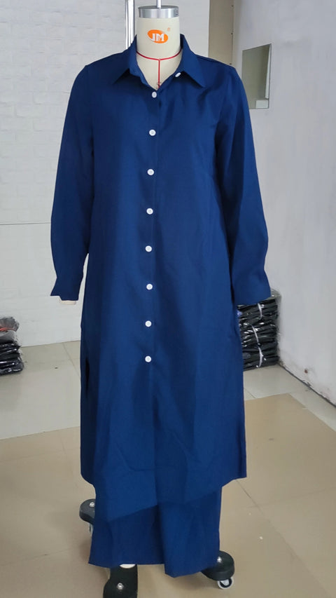 Autumn Fashion Leisure Long Shirt Long Sleeve Robe Wide Leg Pant Set CODE: KAR2888