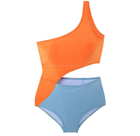 Sexy One Shoulder Solid Swimwear CODE: KAR2891