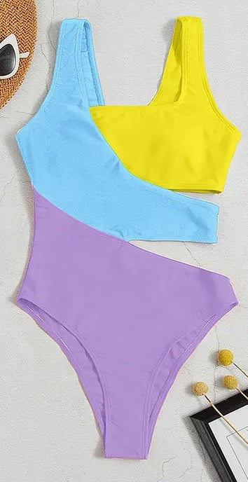 Sexy Patchwork Padded One-piece Swimwear CODE: KAR2892