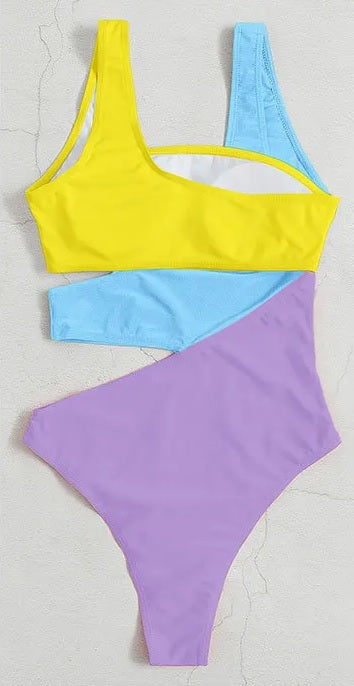 Sexy Patchwork Padded One-piece Swimwear CODE: KAR2892