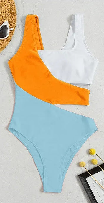 Sexy Patchwork Padded One-piece Swimwear CODE: KAR2892