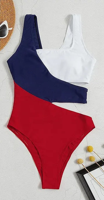 Sexy Patchwork Padded One-piece Swimwear CODE: KAR2892