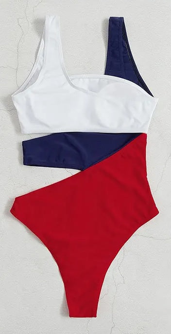 Sexy Patchwork Padded One-piece Swimwear CODE: KAR2892