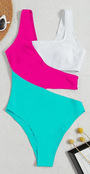 Sexy Patchwork Padded One-piece Swimwear CODE: KAR2892