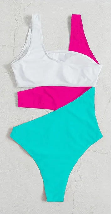Sexy Patchwork Padded One-piece Swimwear CODE: KAR2892