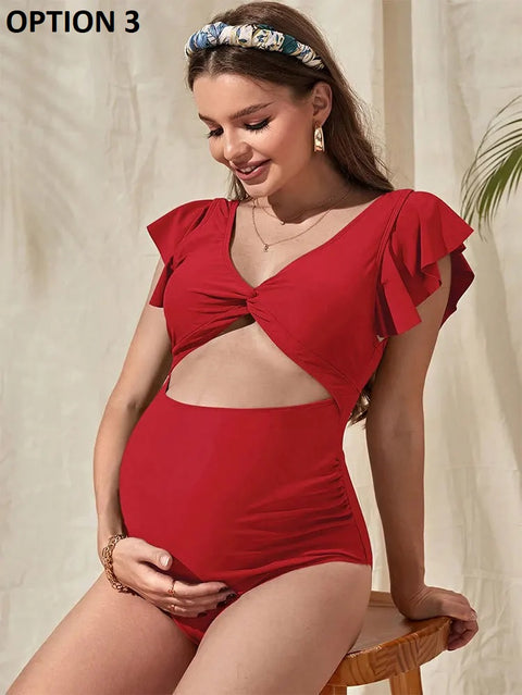 New V Neck Pregnancy High Cut Swimwear CODE: KAR2894