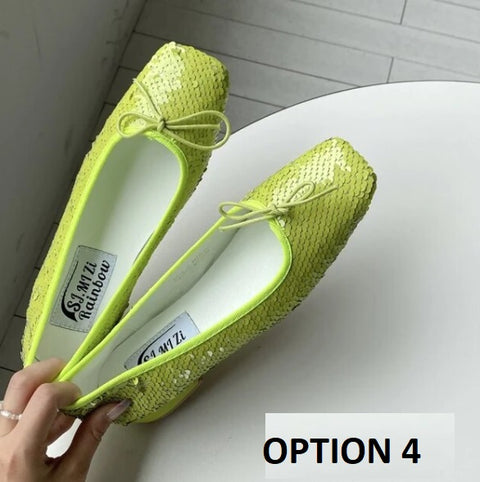 New Bling Bling square toe glitter sequined Flats CODE: KAR2895