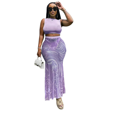 New Crop Top and Sheer Mesh Skirt with Underwear Sexy Skinny Outfit CODE: KAR2896