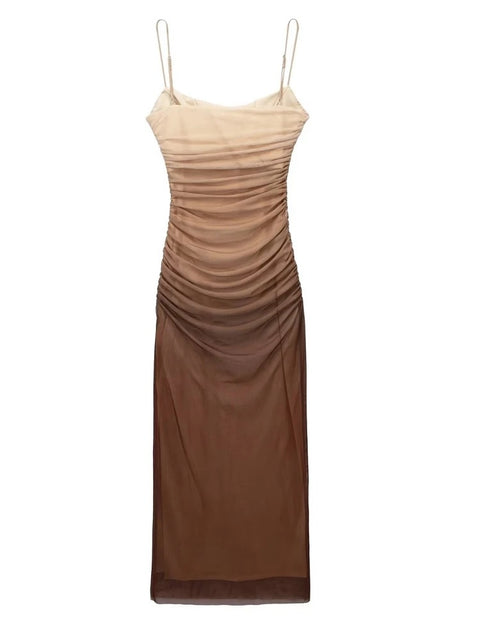 Sexy Tie Dyed Print Pleated Strap Dress CODE: KAR2897