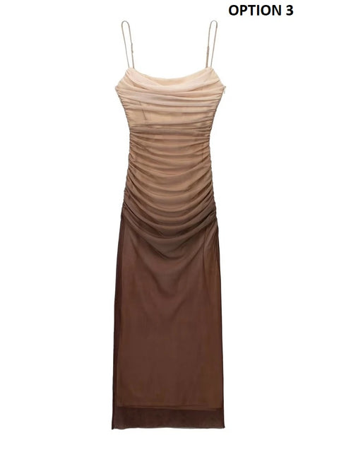 Sexy Tie Dyed Print Pleated Strap Dress CODE: KAR2897