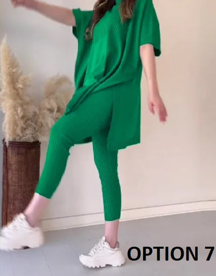 Elegant Pullover Round Neck Bat Loose Top and Knitted Trouser CODE: KAR2898