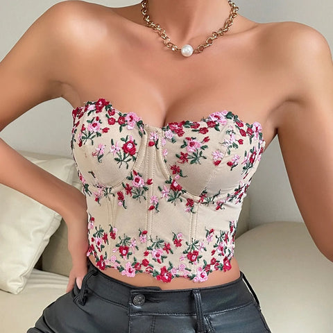 Fairy Embroidered Floral Crochet Crop Top CODE: KAR2901