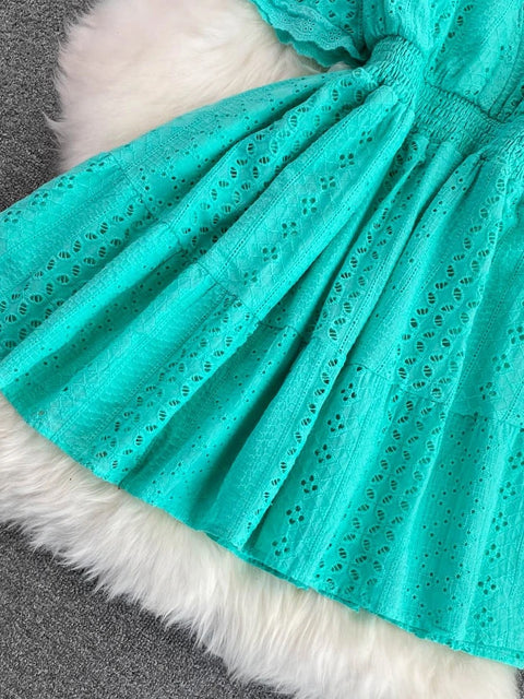 New Ruffle Sleeve A-line Seaside Holiday Beach Dress CODE: KAR2904