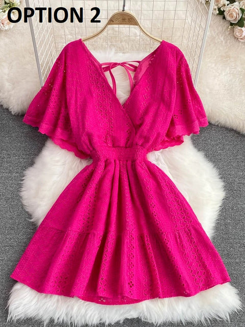 New Ruffle Sleeve A-line Seaside Holiday Beach Dress CODE: KAR2904