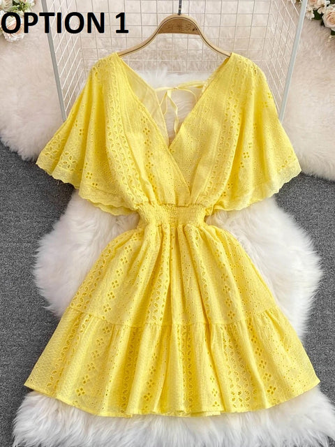 New Ruffle Sleeve A-line Seaside Holiday Beach Dress CODE: KAR2904
