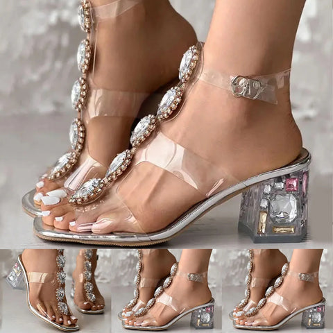 Crystal Rhinestone Beads Chunky Heel Sandal CODE: KAR2909
