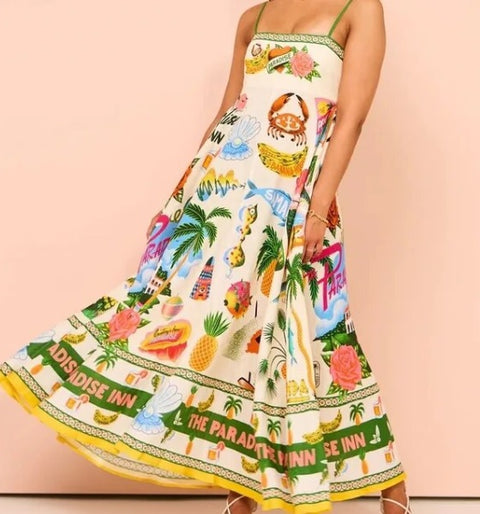 Sexy Printed Backless Strap Long Dress CODE: KAR2911