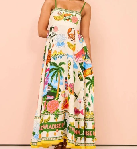 Sexy Printed Backless Strap Long Dress CODE: KAR2911
