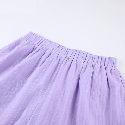 New Summer Stripe Shorts With Lantern Sleeve Shirt Set CODE: KAR2914